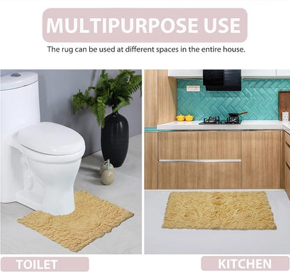 Home Weavers Bell Flower Collection 100% Cotton Tufted Bath Rugs, Extra Soft and Absorbent Bath Rugs, Non-Slip Bath Mats, Machine Washable, Bath Mats for Bathroom Floor and Tub, 21"x54" Runner, Yellow