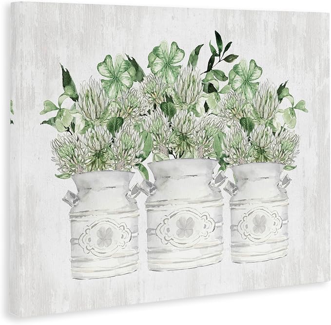 Rustic Shamrock Bouquets, 24 x 30 Inch Canvas Wall Art | Stupell Industries · By Lettered and Lined · Ready to hang · Charming gift for bathroom or country decor · Made in USA