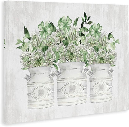 Rustic Shamrock Bouquets, 24 x 30 Inch Canvas Wall Art | Stupell Industries · By Lettered and Lined · Ready to hang · Charming gift for bathroom or country decor · Made in USA