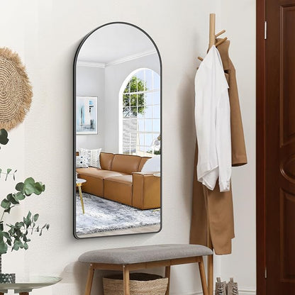 FORBATH Large Arched Wall Mirror 48x20 Inch, Black Arch Bathroom Mirror with Aluminum Frame, Arched Mirror for Dresser, Fireplace,Entryway,Home Decor,Hanging or Leaning Against Wall