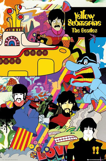 Trends International 24X36 The Beatles - Submarine Collage Wall Poster, 24" x 36", Premium Unframed Version