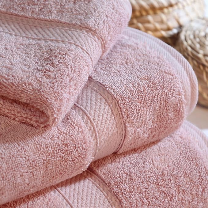 SUPERIOR Egyptian Cotton Ultra Plush & Absorbent, 3 Piece Set, Tea Rose | Quick Dry, Soft Luxury Towel Set, Bath Essentials, Guest Bath, Spa, 1 Bath, 1 Hand, 1 Face Towels, Madeline Towels