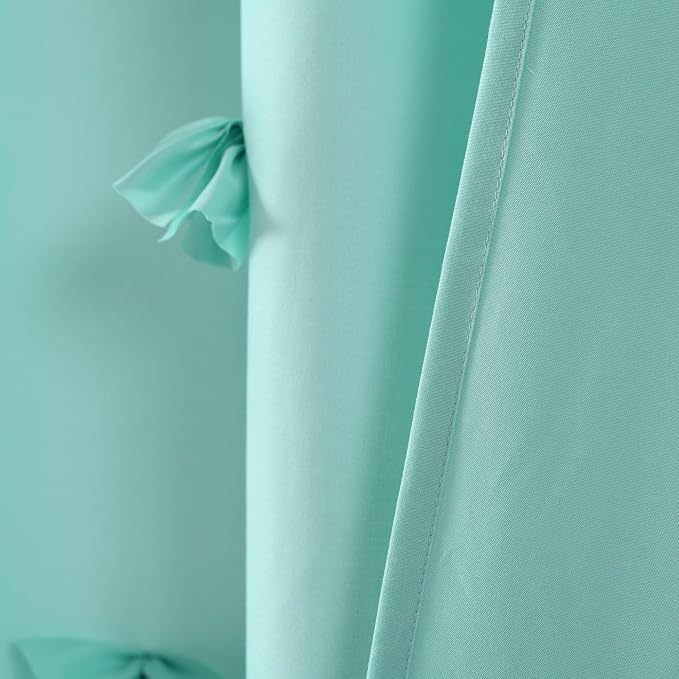 Lush Decor Riley Shower Curtain, 72" W x 72" L, Aqua - Bathroom Curtain - Coquette Decor - Bow Shower Curtains - Cottage Core - Fabric Shower Curtains