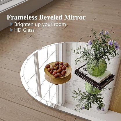 Frameless Bathroom Mirror, 22"x30" Beveled Arched Vanity Mirrors | Frameless, 15mm beveled edge, 5mm HD glass, shatterproof, anti-rust, french cleat, for bathroom/bedroom/entryway