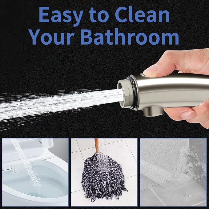 SINGSUO High Pressure Handheld Shower Head, On Off Switch (Brushed Nickel) | Detachable Shower Head, 3 Spray Modes Shower Massager Handheld with Hose and Adjustable Angle Bracket