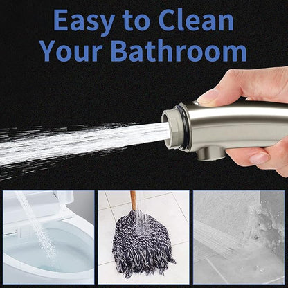 SINGSUO High Pressure Handheld Shower Head, On Off Switch (Brushed Nickel) | Detachable Shower Head, 3 Spray Modes Shower Massager Handheld with Hose and Adjustable Angle Bracket