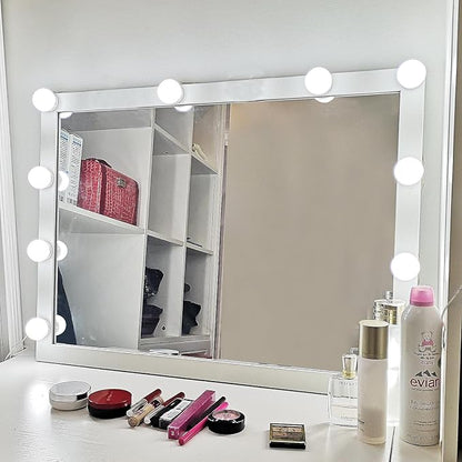 Makeup Vanity Lights for Mirror, Hollywood Style LED Vanity Mirror Lights with 14 dimmable Bulbs, USB Cable, White