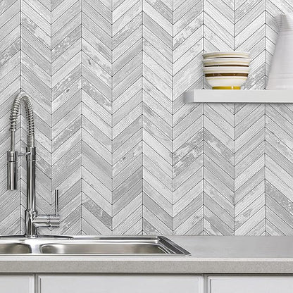 DICOFUN 10-Sheet White Wood Peel and Stick Backsplash, Vintage PVC Stick on Backsplash Wall Tiles for Kitchen and Bathroom