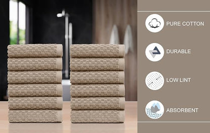 COTTON CRAFT Euro Spa Waffle Wash Cloth - Set of 12 Linen Washcloth | Luxury Face Towel Set - 100% Cotton - Soft Plush Absorbent Low Lint Quick Dry - Gym Shower Beach Bath Kitchen - 12x12 inches