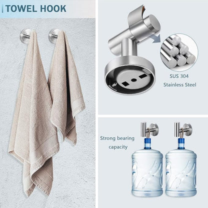 Cilee 10 Piece Brushed Nickel Bathroom Hardware Set, 24" 16" Towel Bar Set | 24 & 16 inch Towel bar, Toilet Paper Holder, Towel Ring, Towel Hook, Bathroom Accessories Set Stainless Steel Wall Mounted