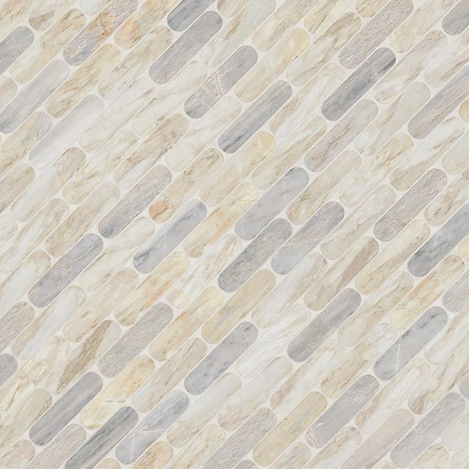 MSI Angora Ellipse 12 in. x 12 in. Polished Marble Mosaic Floor and Wall Tile for Bathroom, Kitchen Backsplash, Accent Wall Tile, and Shower Wall Tile