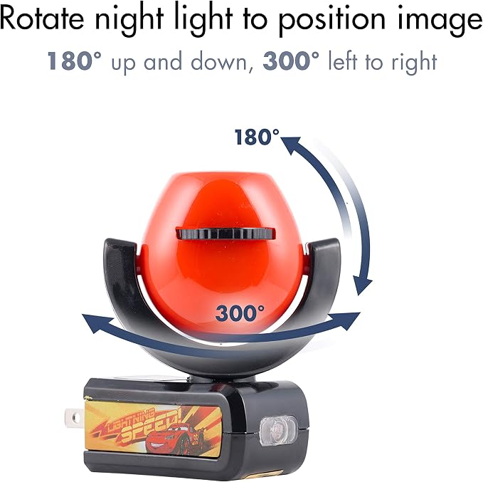 Projectables Pixar Cars LED Kids Night Light, Plug-In, Projector, Dusk-to-Dawn, Lightning McQueen, Galaxy Light, Hallway, Bedroom, Nursery, Playroom, Gaming Room, 11742