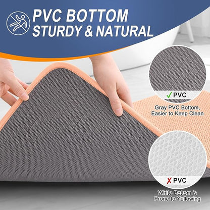 OLANLY Thick Memory Foam Bathroom Rugs 30x20, Absorbent Bath Mat, Peach | Soft Quick Dry Bath Rugs, Non-Slip, Machine Washable Carpet for Bathroom Floor, Tub and Shower, Home Decor Accessories