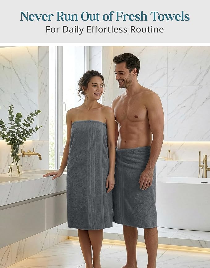Casa Platino 100% Cotton 4 Pack Bath Towels Set (30"x60") - Ring Spun, Large Cotton Towels for Bathroom - Quick Dry, Soft & Absorbent Bath Towel Set - Remains Soft After Multiple Washes - Cool Grey