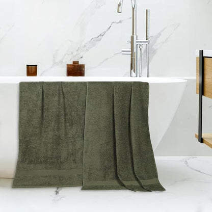Superior 2-Piece Cotton Bath Sheet Set, Large Towels for Body, Quick Dry, Bathroom Essentials, Guest/Master Bath, Shower, Home Accessories, Apartment, Airbnb, Franklin Collection, Green