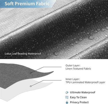 Extra Long Fabric Shower Curtain,No Liner Needed,72x96,CharcoalGrey | 2-in-1 Design,Linen Textured,100% Waterproof TPU-Laminated Backing,Magnetic Weighted,Machine Washable,For Bathroom,Hotel