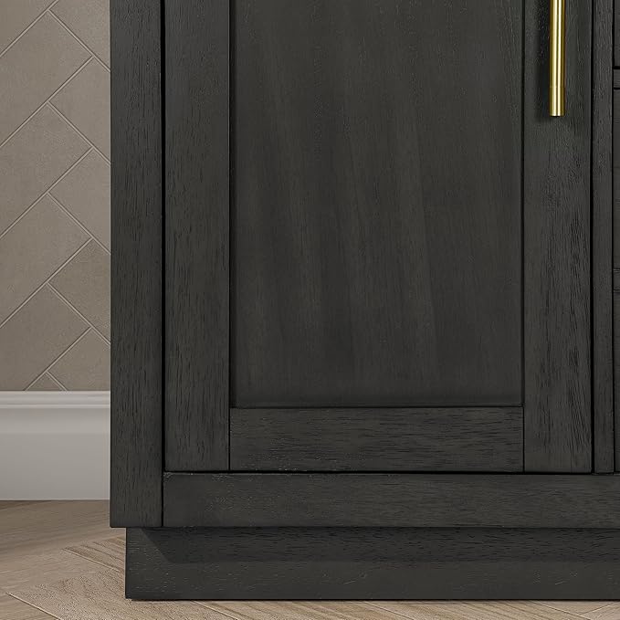 OVE Decors Bailey 48 in. W x 22 in. D x 34.5 in. H Bath Vanity in Matte Black Wood with White Premium Quality Countertop