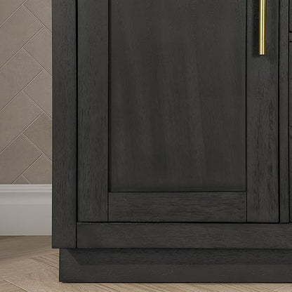 OVE Decors Bailey 48 in. W x 22 in. D x 34.5 in. H Bath Vanity in Matte Black Wood with White Premium Quality Countertop