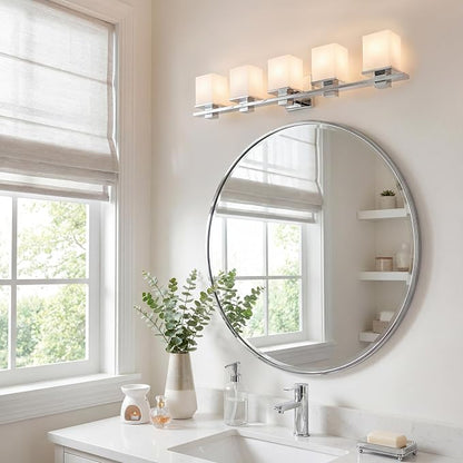 Kichler Tully 40.25" 5 Light Vanity Light with Satin Etched Cased Opal Glass Chrome