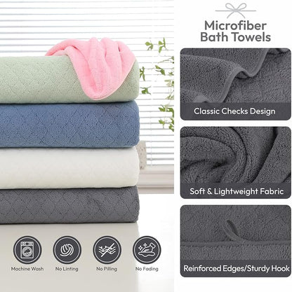 JML Bath Towels with Hanging Loop, 2 Pack, 27x55 in, Microfiber, Dark Gray | Soft, Super Absorbent, Quick Dry, Lint-Free & Fade-Resistant, Lightweight Bathroom Towel for Daily Use