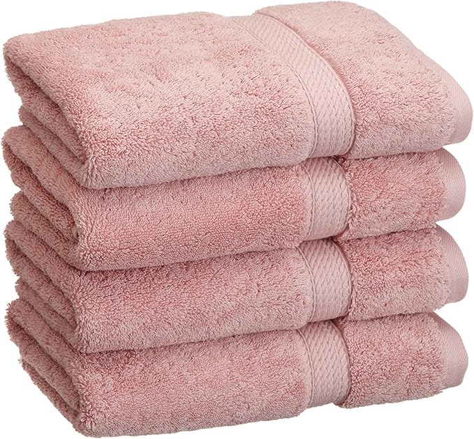 SUPERIOR Egyptian Cotton Plush & Absorbent, Hand Towel Set of 4, Tea Rose | Quick Dry, Soft Luxury Towel Set, Bath Essentials for Bathroom, Guest Bath, Spa, 4 Piece Set, Madeline Towels