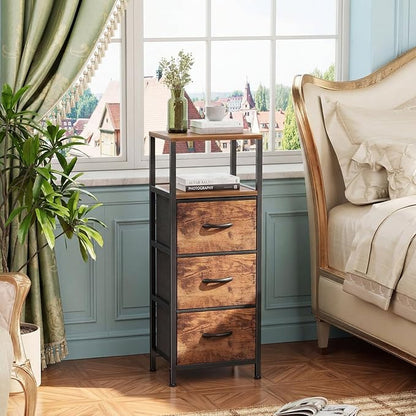 4-Tier Bathroom Floor Cabinet - Free-Standing Corner Storage Organizer, Rustic Brown Narrow Bathroom Storage Cabinet for Living Room, Bathroom
