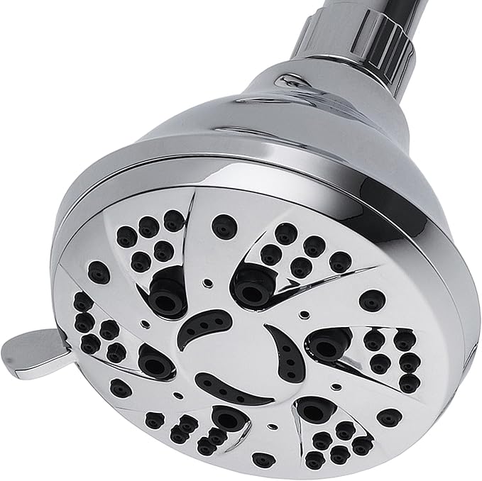 AquaDance Chrome Finish 6-Setting Shower Head for Maximum Power. Enjoy 1.8 GPM Spiral High Performance Luxury Even Under Low Water Pressure