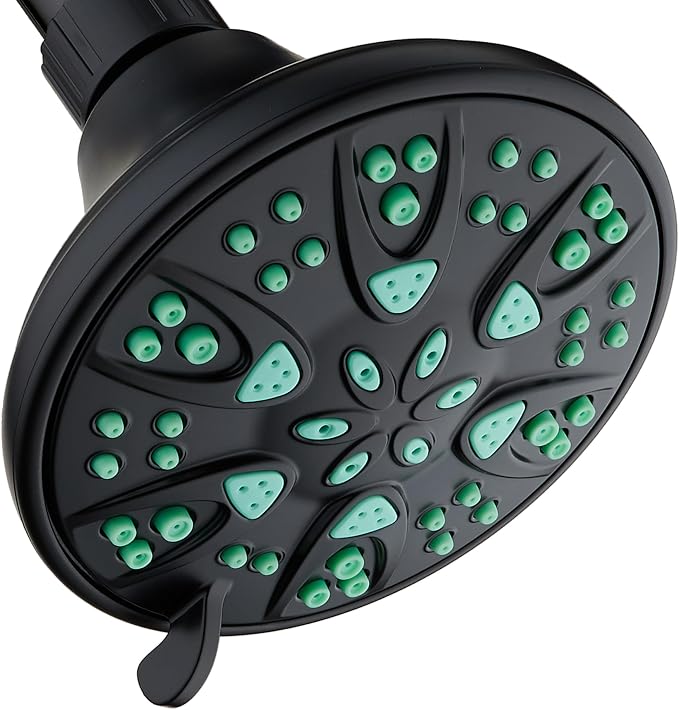 AquaDance Antimicrobial – Anti-Clog High-Pressure 6-Setting Shower Head with Microban Nozzle Protection from Growth of Mold, Mildew & Bacteria for Stronger Shower! 4" Coral Green