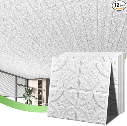 Art3d 12 (Pack of 12) Wall Panel Traditional, White