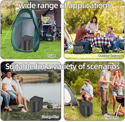 Compact Foldable Travel Toilet for Camping, Hiking, Road Trips, and Emergencies – Heavy-Duty Portable Toilet with 300 lbs Capacity, Easy to Clean, Lightweight & Space-Saving Design(Circular arc）