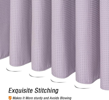 Long Lavender Fabric Shower Curtain, 72 x 78 | Tall Cloth-Textured Shower Curtain for Bathroom, Water Repellent, Machine Washable