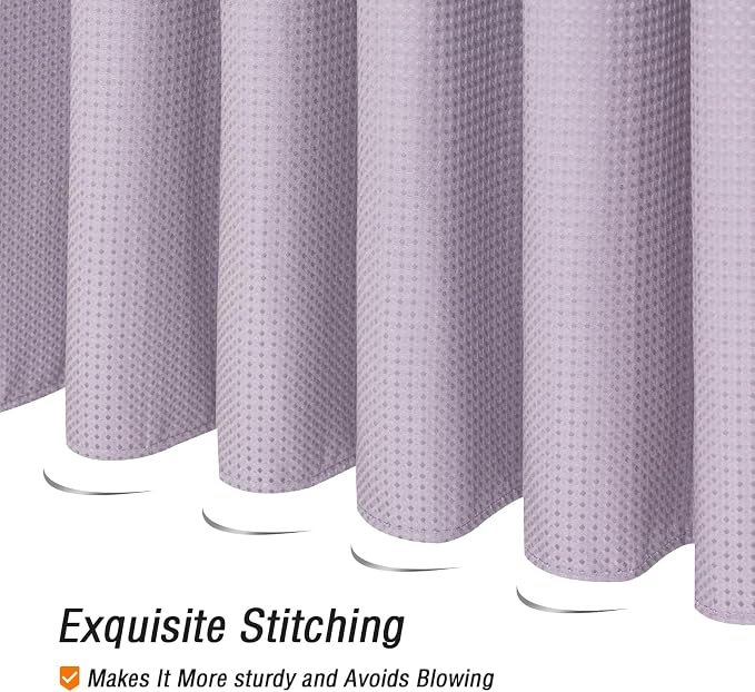 Small Stall Lavender Fabric Shower Curtain, 36 x 72 | Narrow Half Cloth-Textured Shower Curtain for Bathroom, Water Repellent, Machine Washable