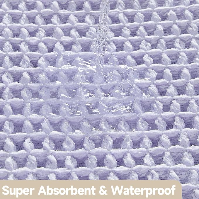 TYUU Waffle Bath Mat, Small Cute Bathroom Rug Non Slip 24x16 Lavender Cream | Super Absorbent Quick Dry Bath Rug, Non-Slip Backing, Soft Waffle Washable Farmhouse Bathroom Mats, Tub, Shower & Home Decor