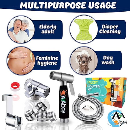 AVAbay® Sink Faucet Handheld Bidet Sprayer for Toilet I Bidet Attachment for Warm & Cold Water I Long 80" Hose Perfect for Feminine Hygiene, Cloth Diaper, Bathroom Toilet Cleaning