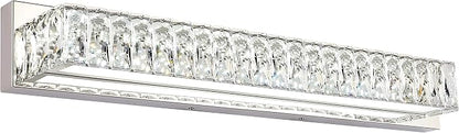 Modern Bathroom Light Fixtures Over Mirror 30 inch Crystal Chrome LED Vanity Light Bar White Light 6000K (7500-760mm)