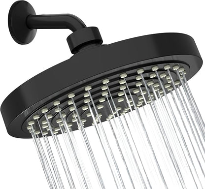 Winthorpe Conservation Rain Shower Head, Matte Black, Round, Low Flow, High Pressure, 1.8 GPM Water Saving, 360 Degree, Eco and Energy Efficient Rainfall Showerhead