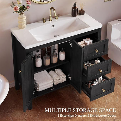 DWVO 36 Inch Bathroom Vanity with Sink | Bathroom Storage Cabinet