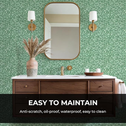 STICKGOO Peel and Stick Backsplash Tiles, Stick on Mosaic Self Adhesive Tiles, 3D Hexagon Backsplash for Kitchen Bathroom Fireplace Vanity (8PCS, Light Green)