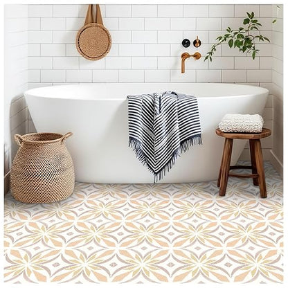 MORCART 20PCS 7.87" x 7.87" Peel and Stick Floor Tile, Orange | Self-Adhesive DIY Vinyl Flooring, Removable and Waterproof Tile Sticker for Bathroom, Kitchen, Wall, Bedroom, Stairs
