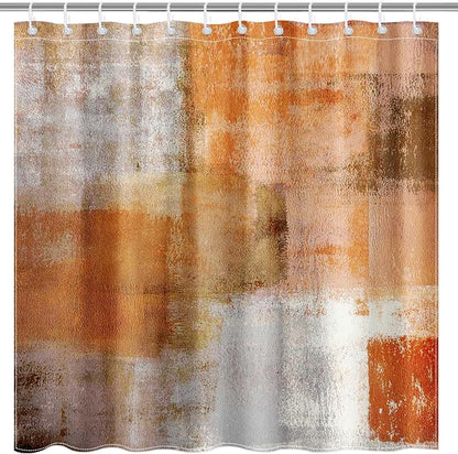 Mocsicka Abstract Shower Curtain Grey Abstract Art Painting Shower Curtain Bathroom Bathtub Curtain 72x72 Inch with 12 Hooks (Orange)