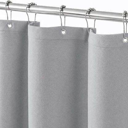 Light Grey Linen Shower Curtain Farmhouse Bathroom Decor 72x72 In | Boho Bathroom Decor,12 Sturdy Stainless Steel Sliding Hangers,Rustic Country Style,Linen Shower Curtains for Bathroom
