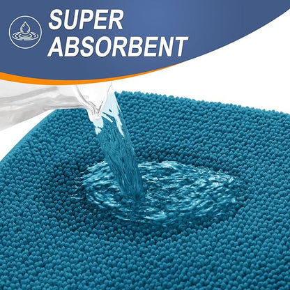 OLANLY Memory Foam Bathroom Runner Rugs 44x24, Long Bath Mats, Peacock Blue | Soft Quick Dry Bath Rugs, Non-Slip, Absorbent Machine Washable Mat for Bathroom Floor, Tub and Shower, Home Decor Accessories