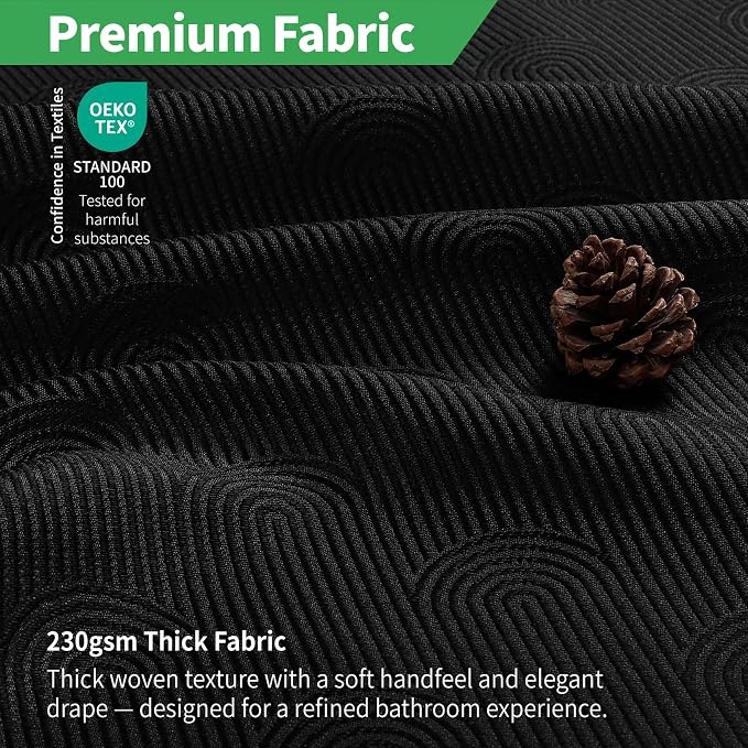 eachope No Hook Boho Arch Shower Curtain with Snap-in Liner Set,71x80,Black | 230GSM Thick Fabric,Easy to Install,Sheer Window,Magnetic Weighted Hem,Waterproof & Machine Washable,for Bathroom,Hotel