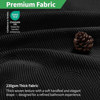 eachope No Hook Boho Arch Shower Curtain with Snap-in Liner Set,71x74,Black | 230GSM Thick Fabric,Easy to Install,Sheer Window,Magnetic Weighted Hem,Waterproof & Machine Washable,for Bathroom,Hotel