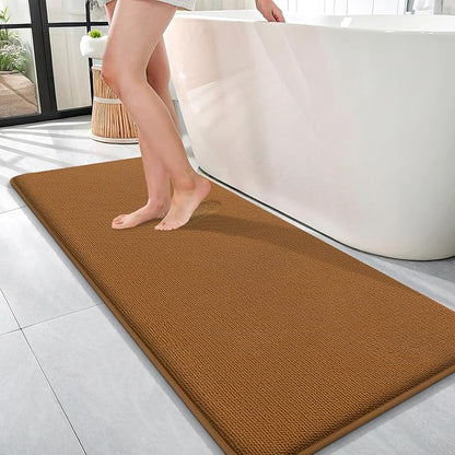 OLANLY Memory Foam Bathroom Runner Rugs 47x17, Absorbent Long Mat, Ochre | Soft Quick Dry Bath Rugs, Non-Slip Carpet, Machine Washable Mat for Bathroom Floor, Tub and Shower, Home Decor Accessories