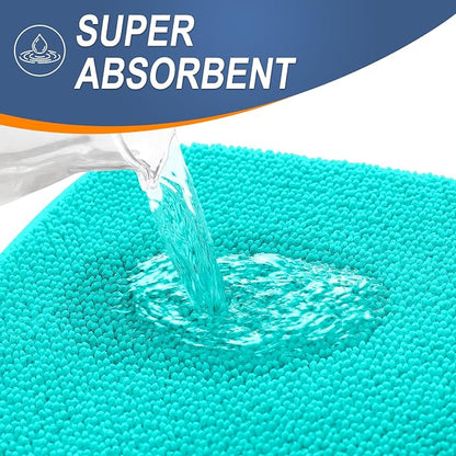 OLANLY Thick Memory Foam Bathroom Rugs 36x24, Soft Absorbent Bath Mat, Teal | Quick Dry Bath Rugs, Non-Slip Carpet, Machine Washable Mats for Bathroom Floor, Tub and Shower, Home Decor Accessories
