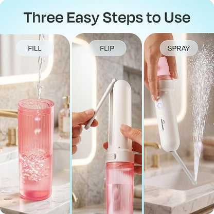 Portable Electric Bidet for Travel - Portable Bidet Rechargeable Handheld Sprayer with 3 High Pressure Modes, USB-C, Adjustable Nozzle & Extra Clean Kit, IPX6 Waterproof Peri Bottle (Pink)
