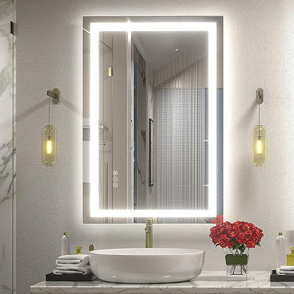 24x36 LED Bathroom Mirror with Backlit and Front Lights | Lighted Bathroom Vanity Mirror for Wall, Anti-Fog, Memory, Shatter-Proof, ETL Listed (Horizontal/Vertical)