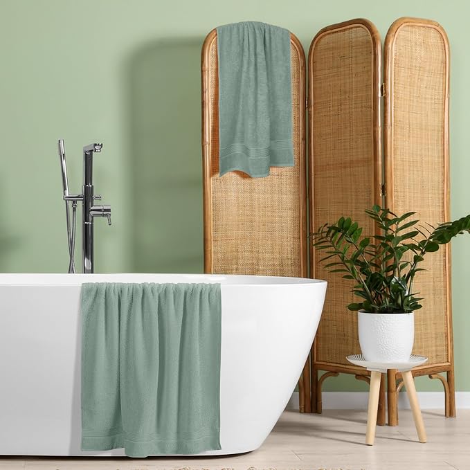 Cotton 2 Pack Oversized Bath Towel Set 28x55 inches, Large Bath Towels, Ultra Absorbant Compact Quickdry & Lightweight Towel, Ideal for Gym Travel Camp Pool - Jade