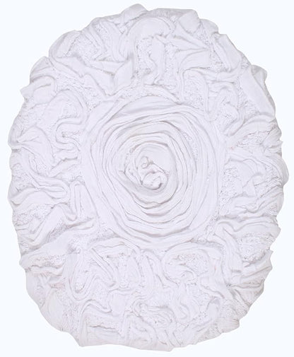 Home Weavers Bell Flower Toilet Lid Cover – 18"x18", 100% Cotton Tufted, Soft & Absorbent, Non-Slip, Machine Washable Bathroom Seat Cover, White